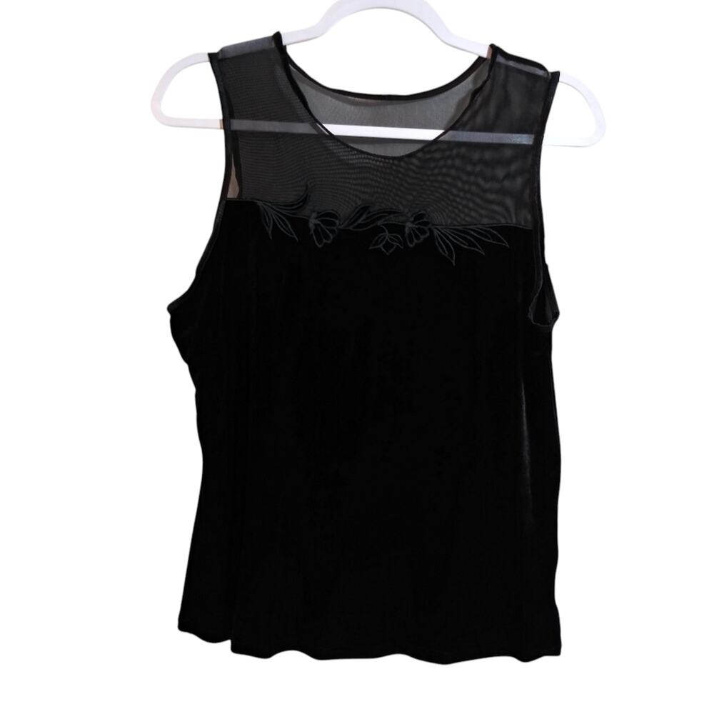 Cinema Etoile Vintage Mesh Embroidered Velvet Sleeveless Top Size L